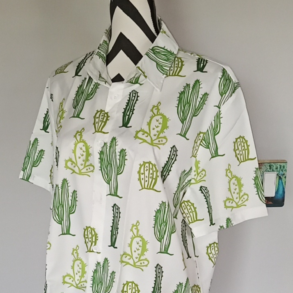 Men's Green Cactus XXL Print Shirt